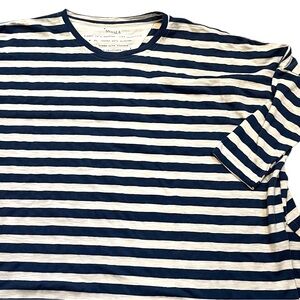 Mersea Catalina One Size Oversized Stripe Tee Navy White 3/4 Sleeve Coastal